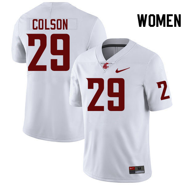 Women #29 Jamorri Colson Washington State Cougars College Football Jerseys Stitched-White